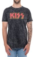 Miniatyrbild 3 av 4: Kiss T Shirt Classic Band Logo Official Mens Black Snow Wash