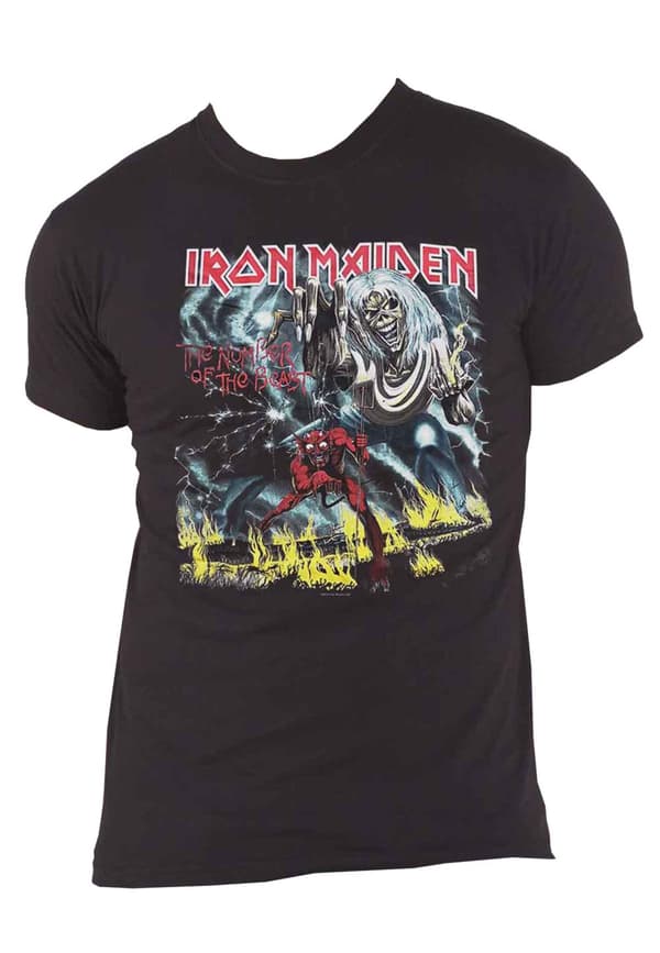 Iron Maiden T Shirt Number of the Beast Band Logo Official Mens Black M