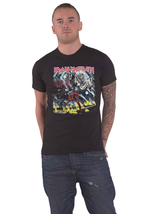 Iron Maiden T Shirt Number of the Beast Band Logo Official Mens Black M