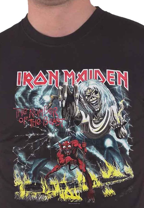 Iron Maiden T Shirt Number of the Beast Band Logo Official Mens Black XL
