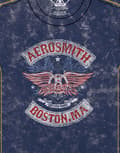 Miniatyrbild 2 av 3: Aerosmith T Shirt Boston Pride Band Logo Official Mens Navy Blue Snow Wash
