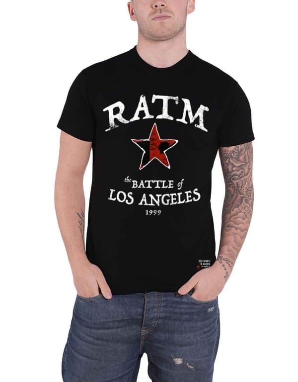 Rage Against The Machine T Shirt Battle Star Band Logo Official Mens Black Black XL