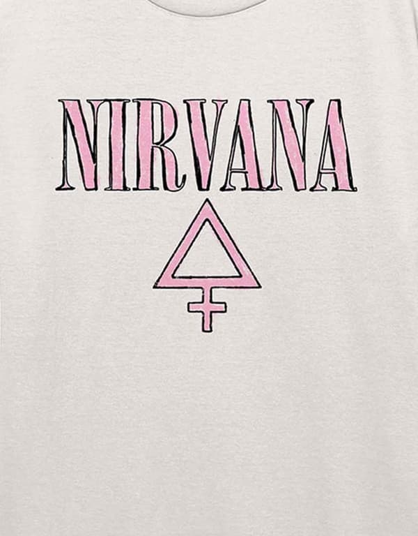 Nirvana T Shirt Femme Band Logo Official Womens Skinny Fit Sand