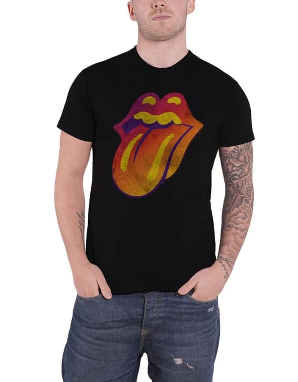 The Rolling Stones T Shirt Ghost Town Distressed Band Logo Official Mens Black Black XXL