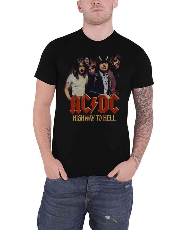 AC/DC T Shirt Highway to Hell Band Logo Official Mens Black XL