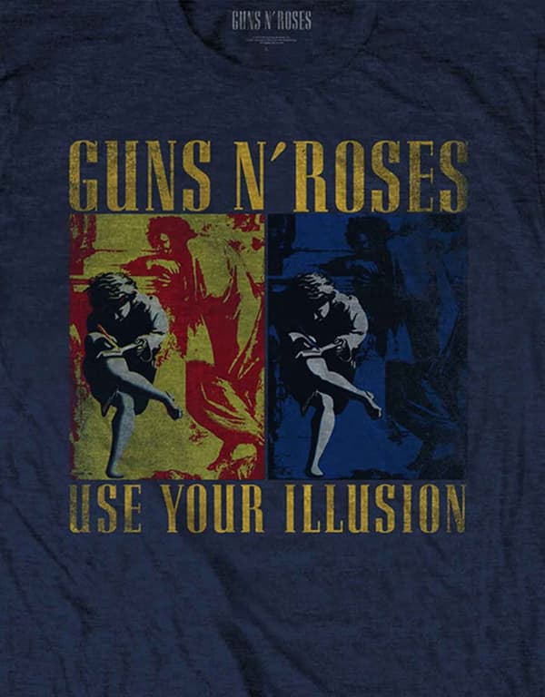 Guns N Roses T Shirt Use Your Illusion Band Logo Official Mens Navy Blue