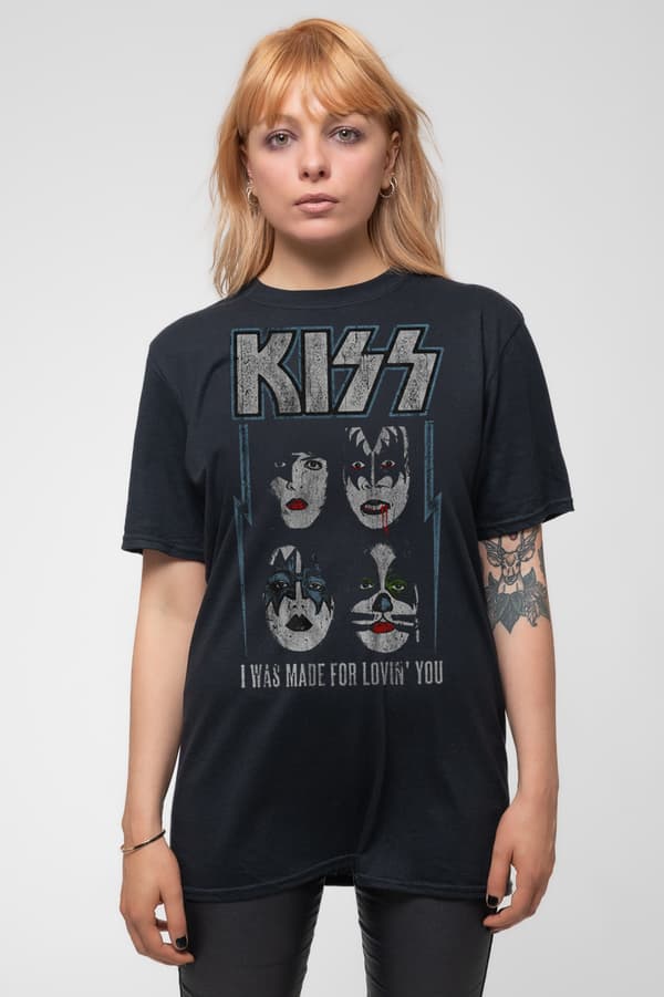 Kiss T Shirt Made For Lovin You Band Logo Official Mens Black
