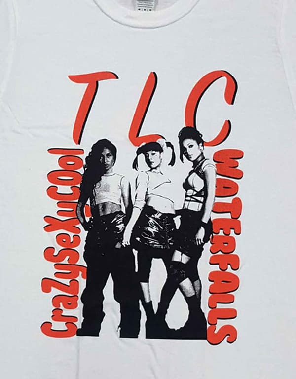 TLC T Shirt Waterfalls Band Logo Official Unisex White