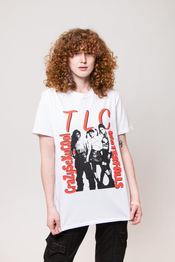 TLC T Shirt Waterfalls Band Logo Official Unisex White