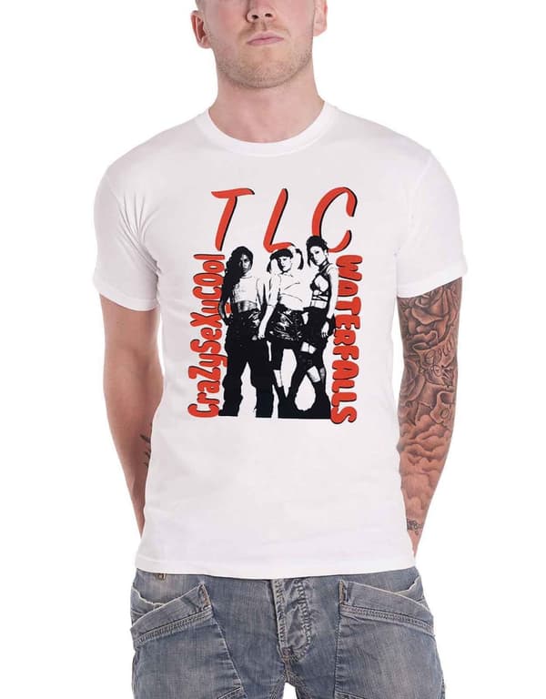 TLC T Shirt Waterfalls Band Logo Official Unisex White White XXL