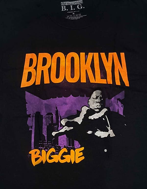 Biggie Smalls T Shirt Brooklyn Orange Logo Official Mens Black
