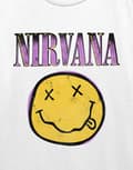 Miniatyrbild 3 av 4: Nirvana T Shirt Smile Pink Band Logo Official Mens White