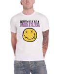 Miniatyrbild 1 av 4: Nirvana T Shirt Smile Pink Band Logo Official Mens White