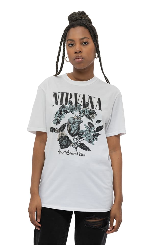 Nirvana T Shirt Heart Shaped Box Band Logo Official Unisex White