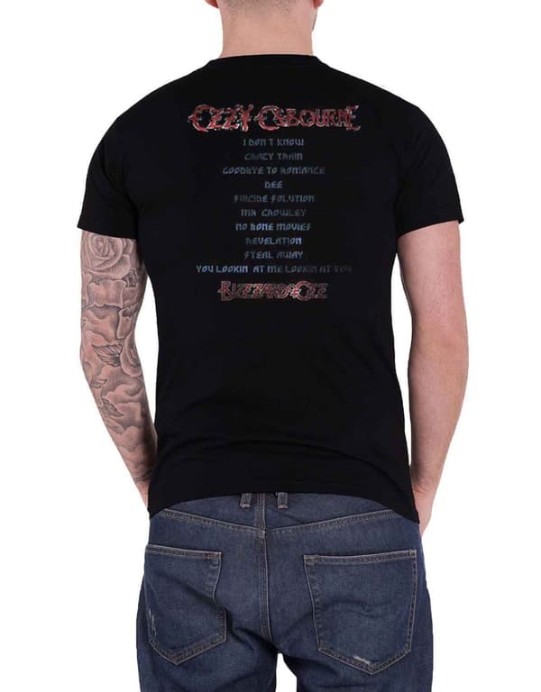 Ozzy Osbourne T Shirt Blizzard of Ozz Tracklist Official Mens Black