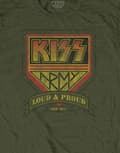 Miniatyrbild 3 av 4: Kiss T Shirt Loud and Proud Band Logo Official Mens Military Green