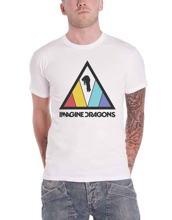 Imagine Dragons T Shirt Triangle Band Logo Official Mens White