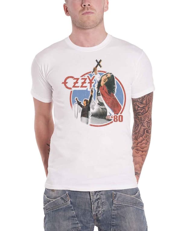 Ozzy Osbourne T Shirt Blizzard of Ozz 80s Logo Official Mens White