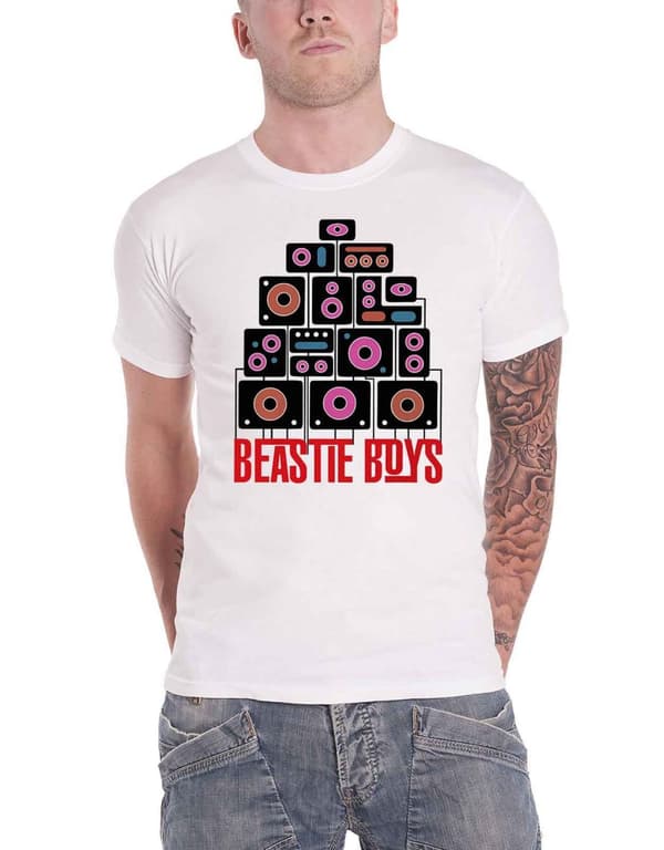 The Beastie Boys T Shirt Tape Band Logo Official Mens White