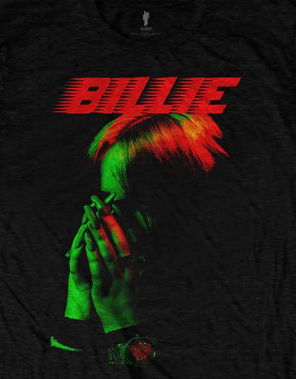 Billie Eilish T Shirt Hands and Face Logo Official Unisex Black