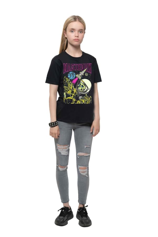 Mastodon Kids T Shirt Space Colorization Logo Official Black Ages 5-14 yrs