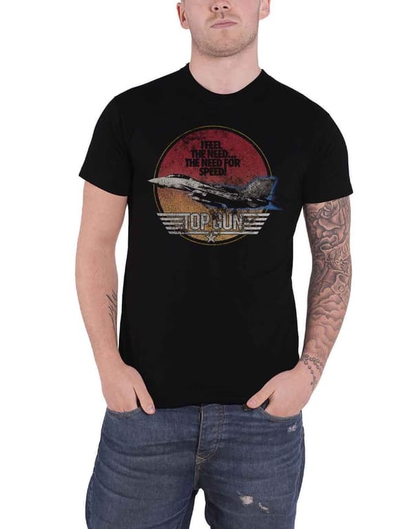 Top Gun T Shirt Speed Fighter Movie Logo Official Mens Black Black XXL