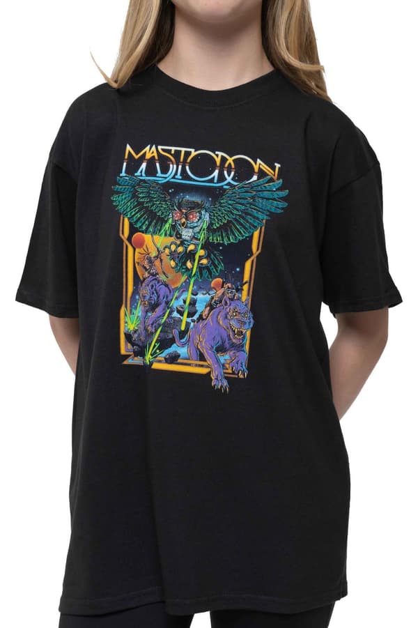 Mastodon Kids T Shirt Space Owl Band Logo Official Black Ages 5-14 yrs