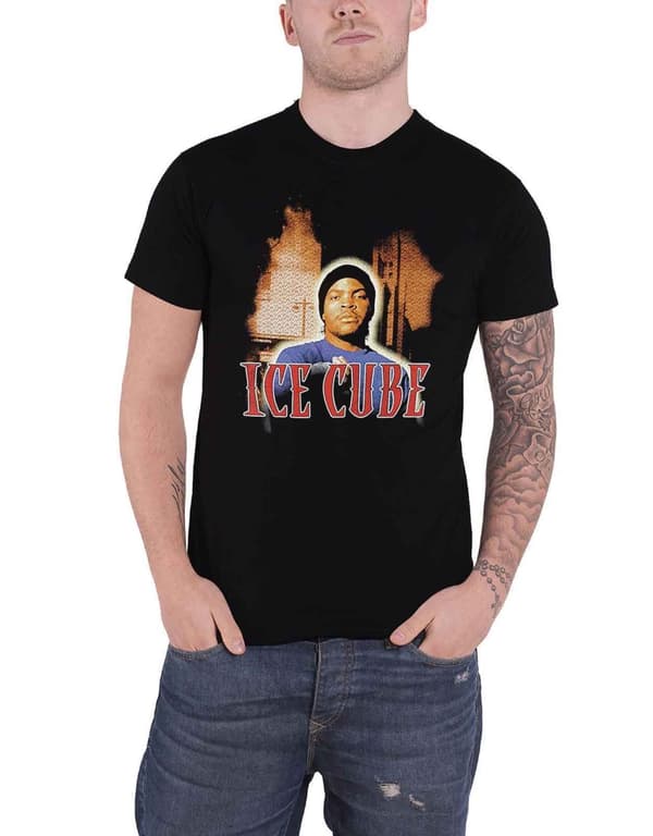 Ice Cube T Shirt Bootleg Logo Official Mens Black Black L