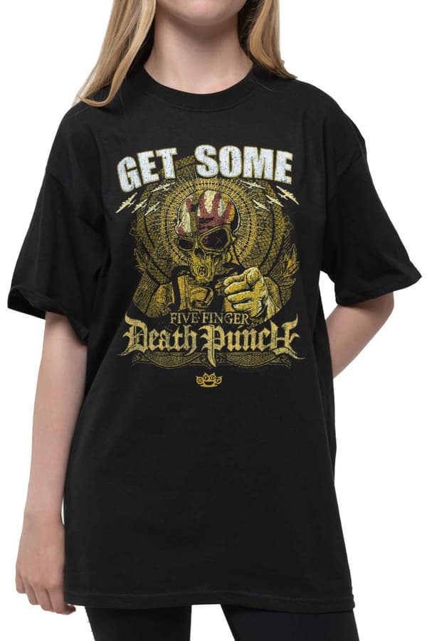 Five Finger Death Punch Kids T Shirt Get Some Band Logo Official Black