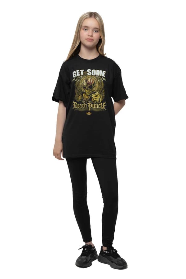 Five Finger Death Punch Kids T Shirt Get Some Band Logo Official Black