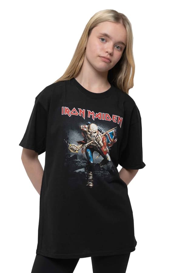 Iron Maiden Kids T Shirt Trooper Band Logo Official Black Ages 5-14 yrs