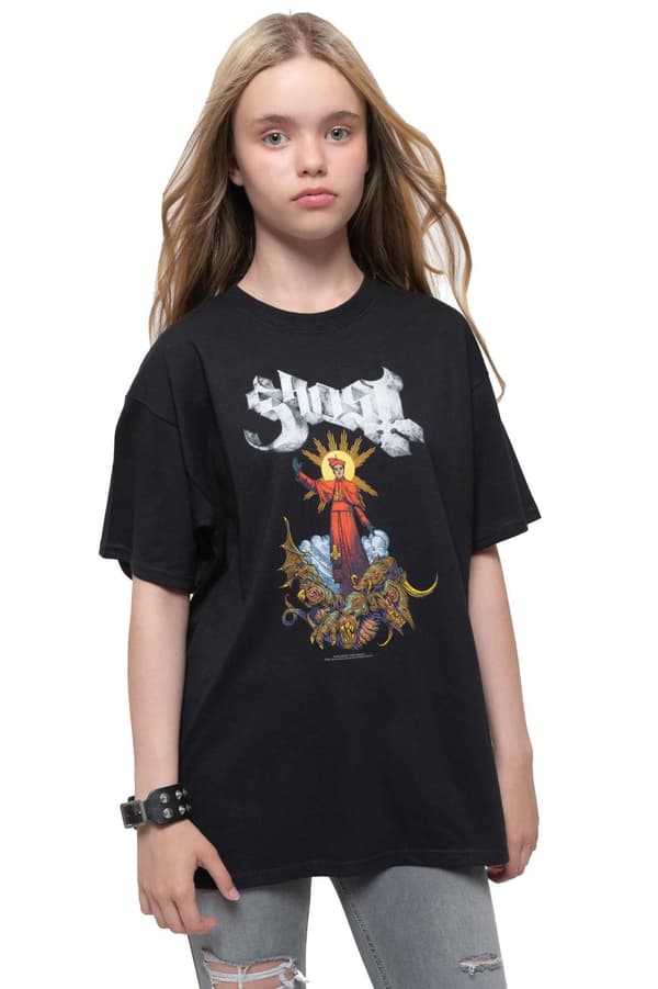 Ghost Kids T Shirt Plaguebringer Band Logo Official Black Ages 5-14 yrs Black XX-Large (12/13 Yrs)