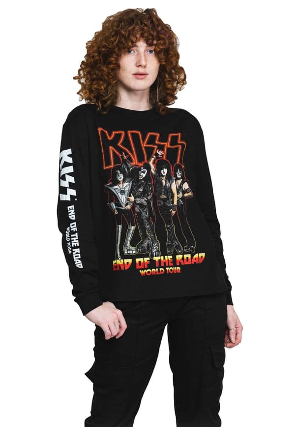 KISS T Shirt End Of The Road Tour Band Logo Official Unisex Black Long Sleeve
