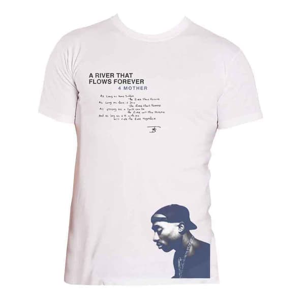 2pac Tupac T Shirt A River that flows forever Official Unisex White