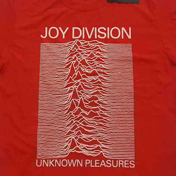 Joy Division Unknown Pleasures White On Red T Shirt