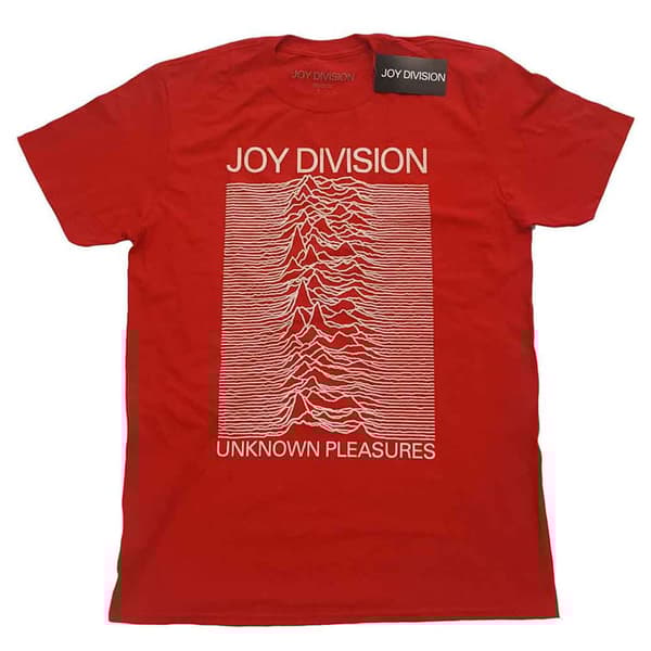 Joy Division Unknown Pleasures White On Red T Shirt