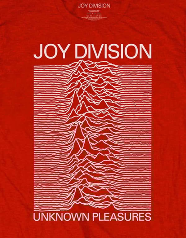 Joy Division Unknown Pleasures White On Red T Shirt