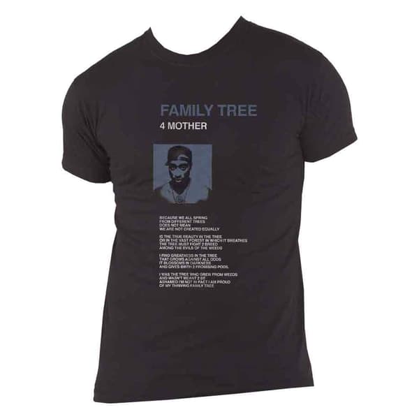 2pac Tupac T Shirt Family Tree 4 Mother logo Official Mens Black