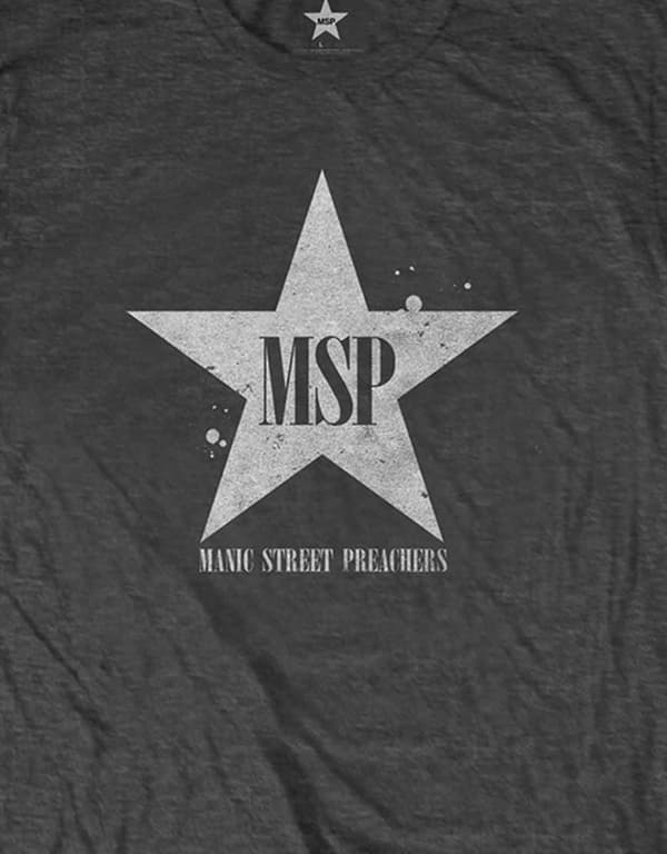 Manic Street Preachers T Shirt Classic Distressed Star Official Charcoal Grey