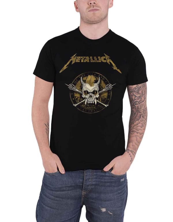 Metallica T Shirt Scary Guy Seal Band Logo Official Mens Black Black XL