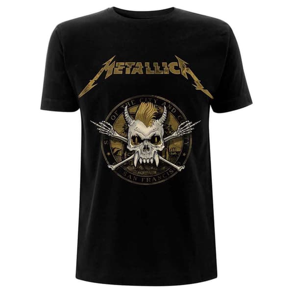 Metallica T Shirt Scary Guy Seal Band Logo Official Mens Black