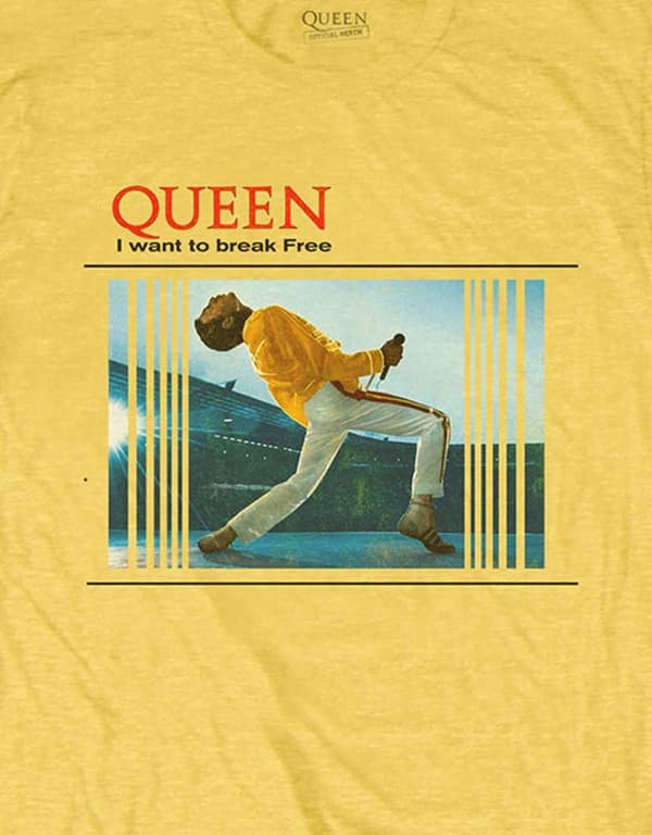 Queen T Shirt I want to Break Free Band Logo Official Yellow