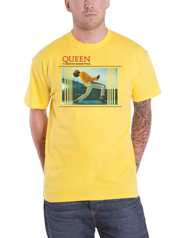 Queen T Shirt I want to Break Free Band Logo Official Yellow