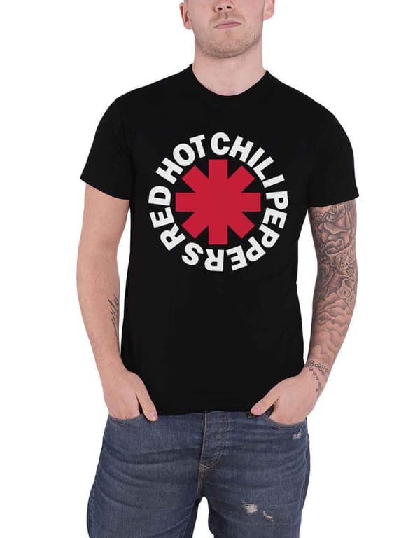 Red Hot Chili Peppers T Shirt Classic Asterisk Band Logo Official Mens Black