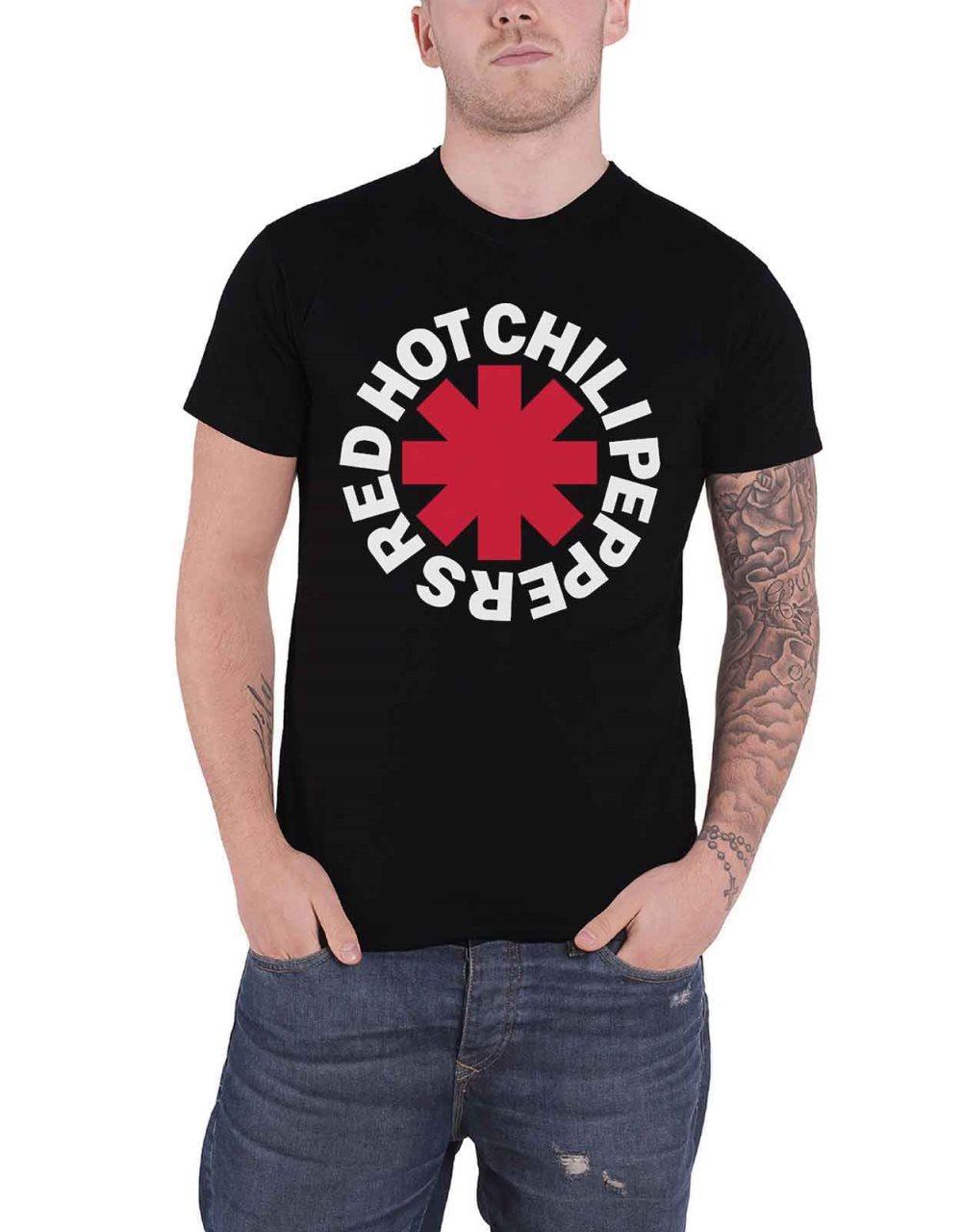 Red Hot Chili Peppers T Shirt Classic Asterisk Band Logo Official Mens Black