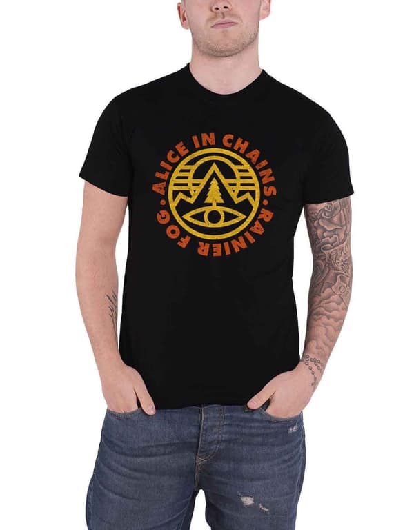 Alice in Chains T Shirt Pine Emblem Band Logo Official Mens Black