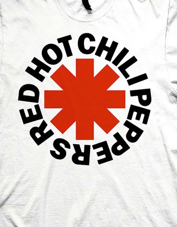 Red Hot Chili Peppers T Shirt Red Asterisk Band Logo Official Mens White