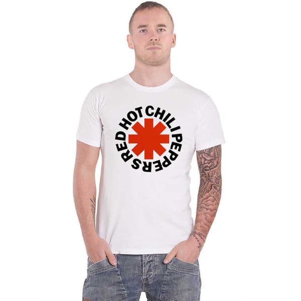 Red Hot Chili Peppers T Shirt Red Asterisk Band Logo Official Mens White White XL