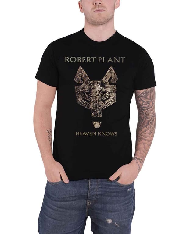 Robert Plant T Shirt Heaven Knows Logo Official Mens Black