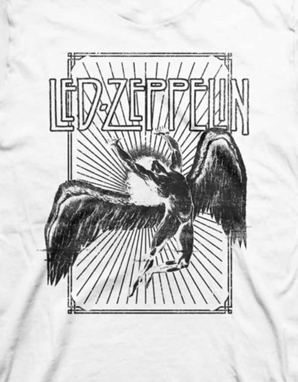 Led Zeppelin Damen T-Shirt Icarus Burst - Offizielles Band Shirt In Weiß